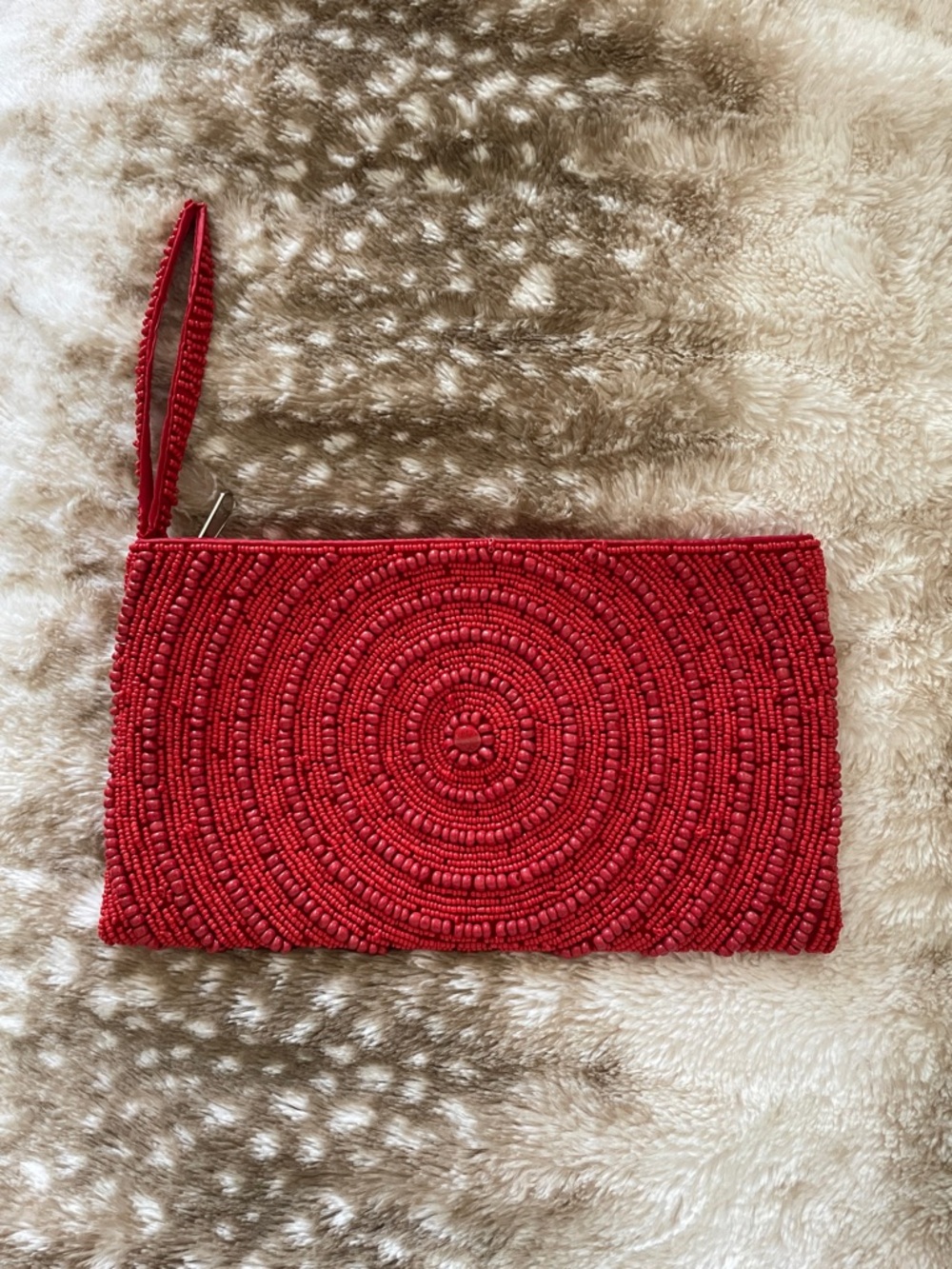 Red Beaded Wristlet Clutch - Women's Evening Bag